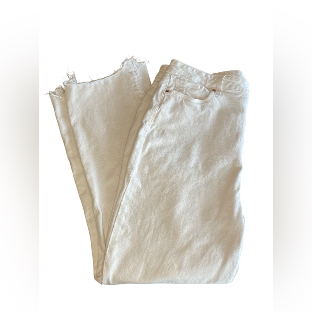 Paige Claudine High Rise Boot Cut White Denim Jeans Women’s 32 / 12 Distressed - Picture 2 of 8